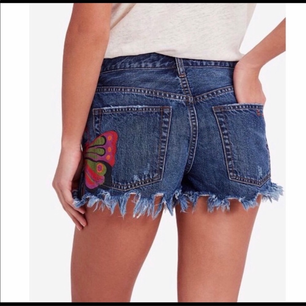 Free People Boulder Beach Buttefly Jeans Shorts - Picture 5 of 7